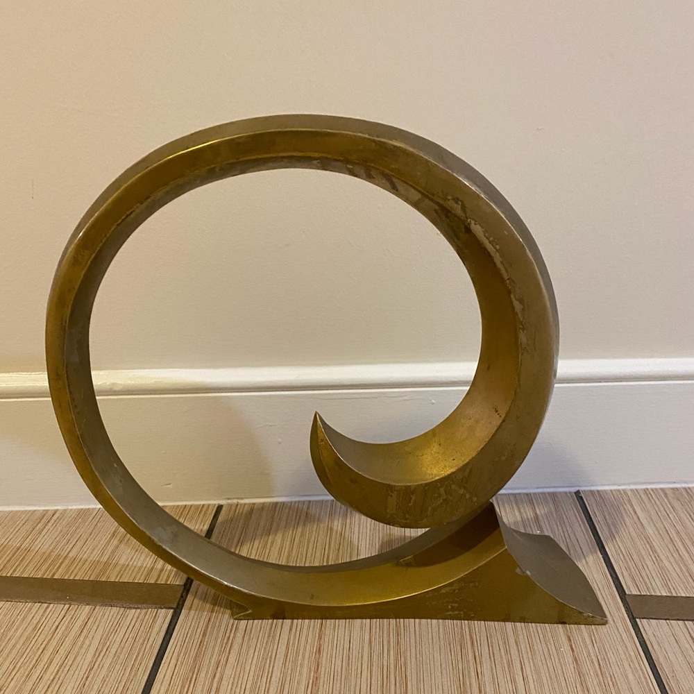 Rare Pierre Cardin Brass Swoosh Sculpture Mid Century or Space Age Modern